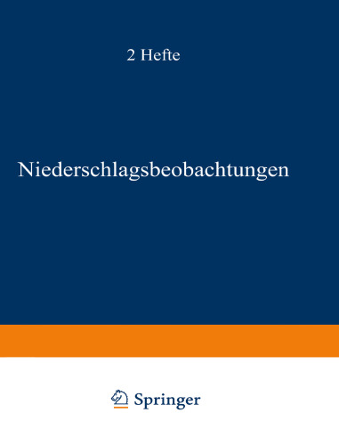 Deutsches Meteorologisches Jahrbuch 1938: Teil III: Niederschlagsbeobachtungen