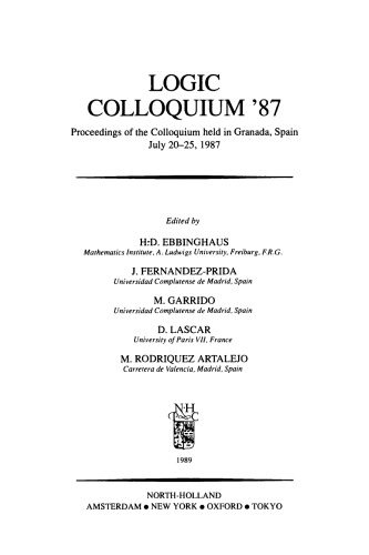 Logic Colloquium'87, Proceedings of the Colloquium held in Granada