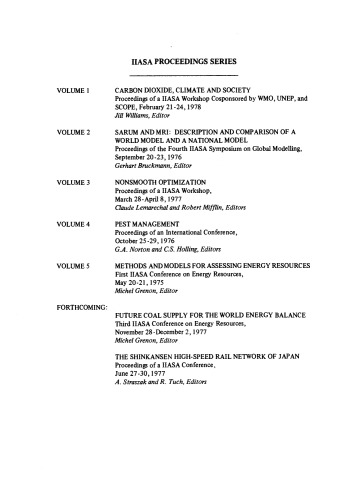 Methods and Models for Assessing Energy Resources: First IIASA Conference on Energy Resources, May 20–21, 1975