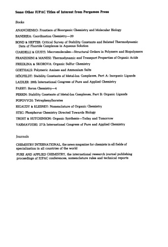 Coordination Chemistry. Proceedings of the 21st International Conference on Coordination Chemistry, Toulouse, France, 7–11 July 1980