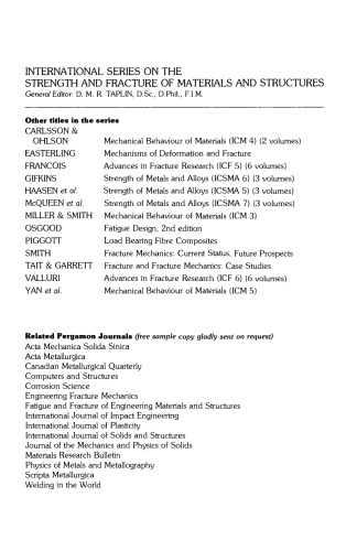 Strength of Metals and Alloys (ICSMA 8). Proceedings of the 8th International Conference On The Strength Of Metals and Alloys Tampere, Finland, 22–26 August 1988
