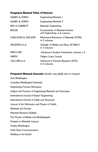 Mechanical Behaviour of Materials V. Proceedings of the Fifth International Conference, Beijing, China, 3–6 June 1987