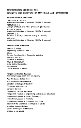 Mechanical Behaviour of Materials VI. Proceedings of the Sixth International Conference, Kyoto, Japan, 29 July℃2 August 1991