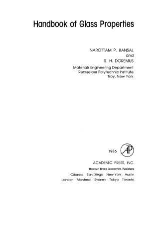 Handbook of Glass Properties