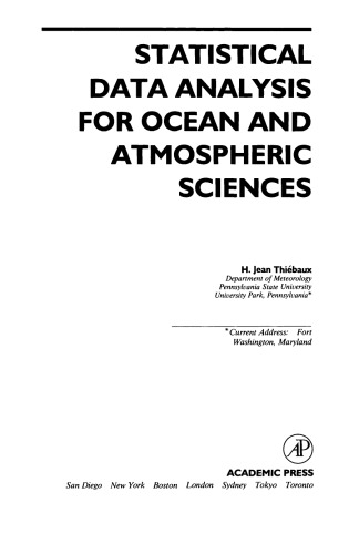 Statistical Data Analysis for Ocean and Atmospheric Sciences