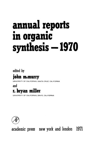 Annual Reports in Organic Synthesis–1970