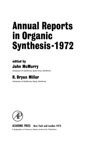 Annual Reports in Organic Synthesis–1972