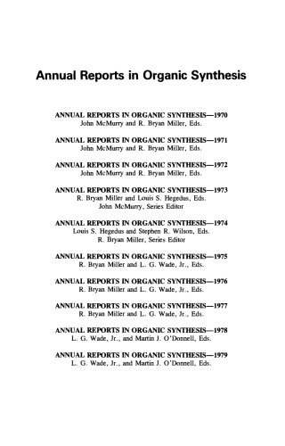 Annual Reports in Organic Synthesis–1979