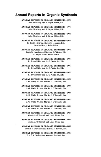 Annual Reports in Organic Synthesis–1987