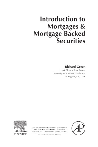 Introduction to Mortgages & Mortgage Backed Securities