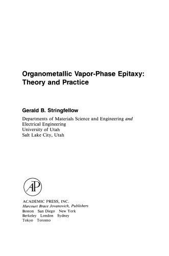 Organometallic Vapor-Phase Epitaxy. Theory and Practice