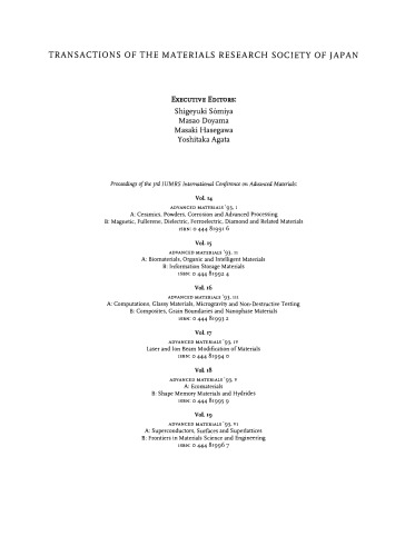 Ecomaterials. Proceedings of the Symposium K: Environment Conscious Materials of the 3rd IUMRS International Conference on Advanced Materials, Sunshine City, Ikebukuro, Tokyo, Japan, August 31–September 4, 1993
