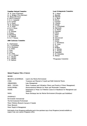 Water Pollution Research and Development. Proceedings of a Conference Held in Toronto, Canada, 23–27 June, 1980