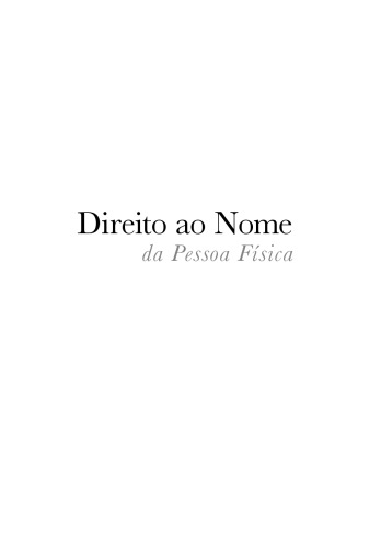 Direito Ao Nome Da Pessoa Física