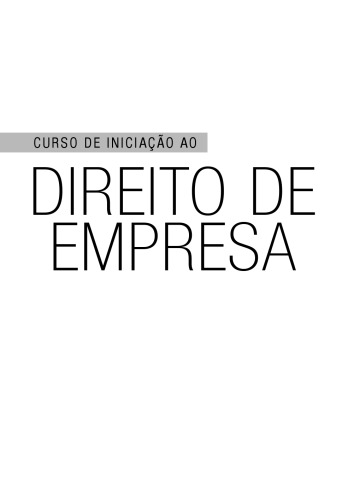 Curso de Iniciação ao Direito de Empresa