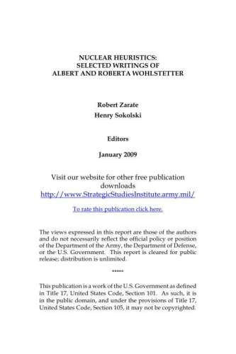 Nuclear Heuristics Selected Writings of Albert and Roberta Wohlstetter