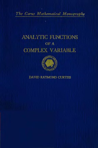 Analytic functions of a complex variable