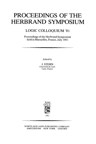 Proceedings of the Herbrand Symposium