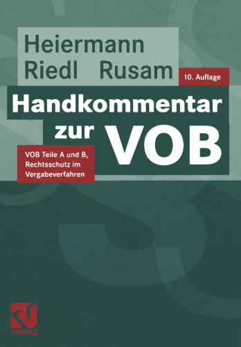 Handkommentar zur VOB: Teile A und B, Rechtsschutz im Vergabeverfahren
