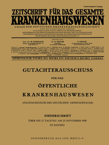 Gutachterausschuß für das öffentliche Krankenhauswesen: Fachausschuß des Deutschen Gemeindetages
