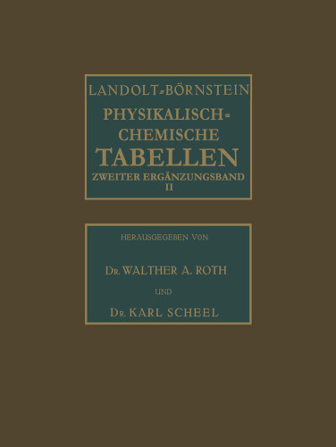 Landolt-Börnstein: Physikalisch-chemische Tabellen, Ergänzungsband 2, Teil b