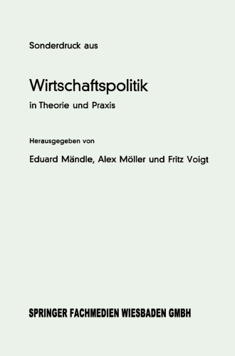 Sonderdruck aus Wirtschaftspolitik in Theorie und Praxis