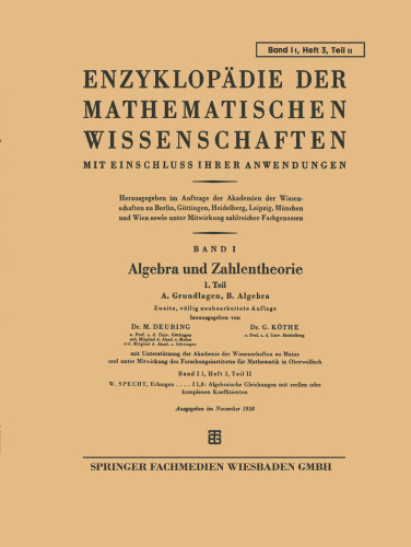 Algebra und Zahlentheorie: A. Grundlage, B. Algebra