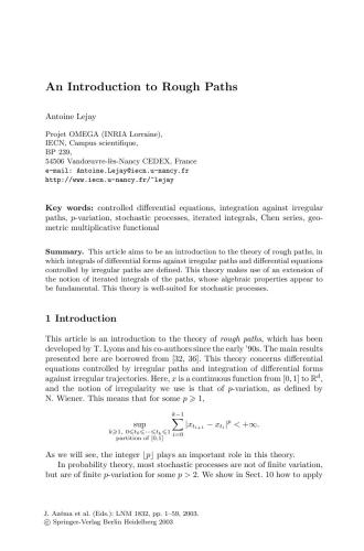 An Introduction to Rough Paths