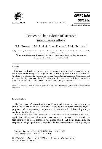 Corrosion Behaviuor Of Stressed Magnesium Alloys