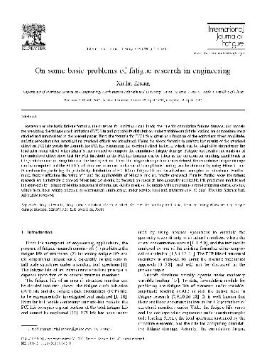 On some basic problems of fatigue research in engineering