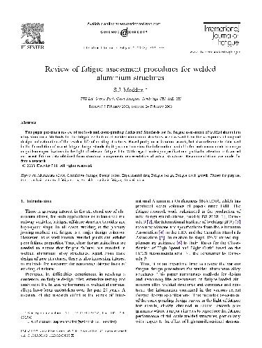 Review of fatigue assessment procedures for welded aluminium structures