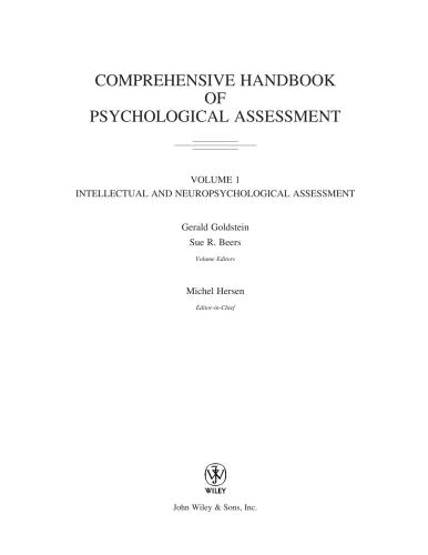 Comprehensive Handbook of Psychological Assessment, 4 Volume Set