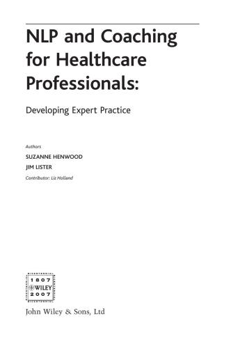 NLP and Coaching for Health Care Professionals: Developing Expert Practice
