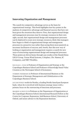 Innovating Organization and Management: New Sources of Competitive Advantage