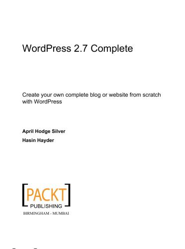 WordPress 2.7 Complete