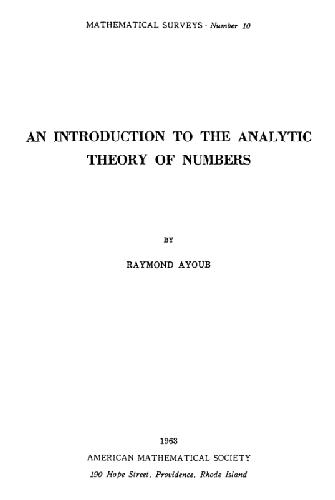 An Introduction to the Analytic Theory of Numbers