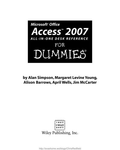 Access 2007 All-in-One Desk Reference For Dummies