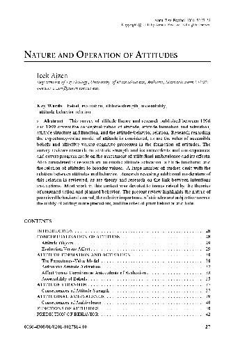 Nature and Operation of Attitudes