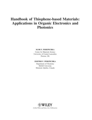 Handbook of Thiophene-Based Materials: Applications in Organic Electronics and Photonics, 2 Volume Set