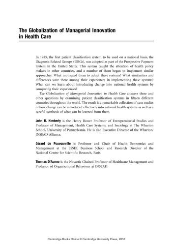 The Globalization of Managerial Innovation in Health Care