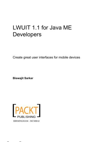 LWUIT 1.1 for Java ME Developers
