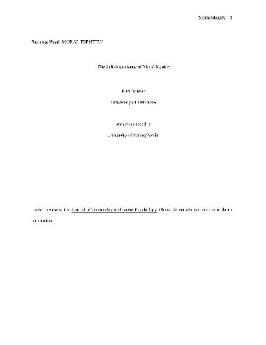 The Self-importance of Moral Identity