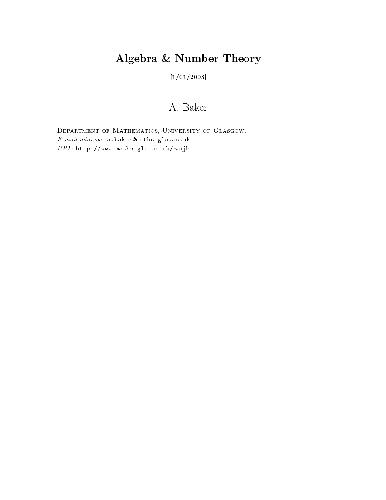 Algebra and number theory, U Glasgow notes