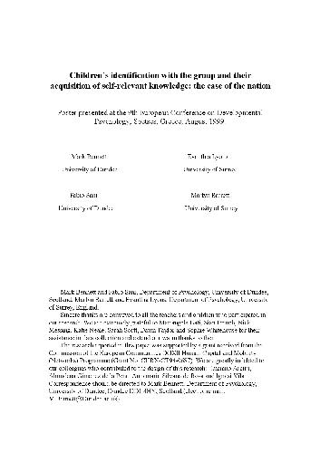 Children's Identification With the Group