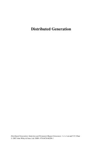 Distributed Generation: Induction and Permanent Magnet Generators