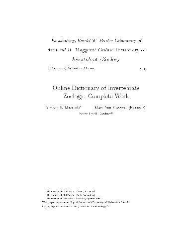 Online Dictionary of Invertebrate Zoology: Complete Work