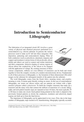 Fundamental Principles of Optical Lithography: The Science of Microfabrication