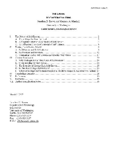 Self-Esteem: It's Not What You Think