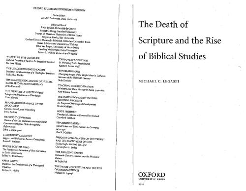 The Death of Scripture and the Rise of Biblical Studies