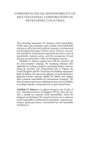 Corporate Social Responsibility of Multinational Corporations in Developing Countries: Perspectives on Anti-Corruption